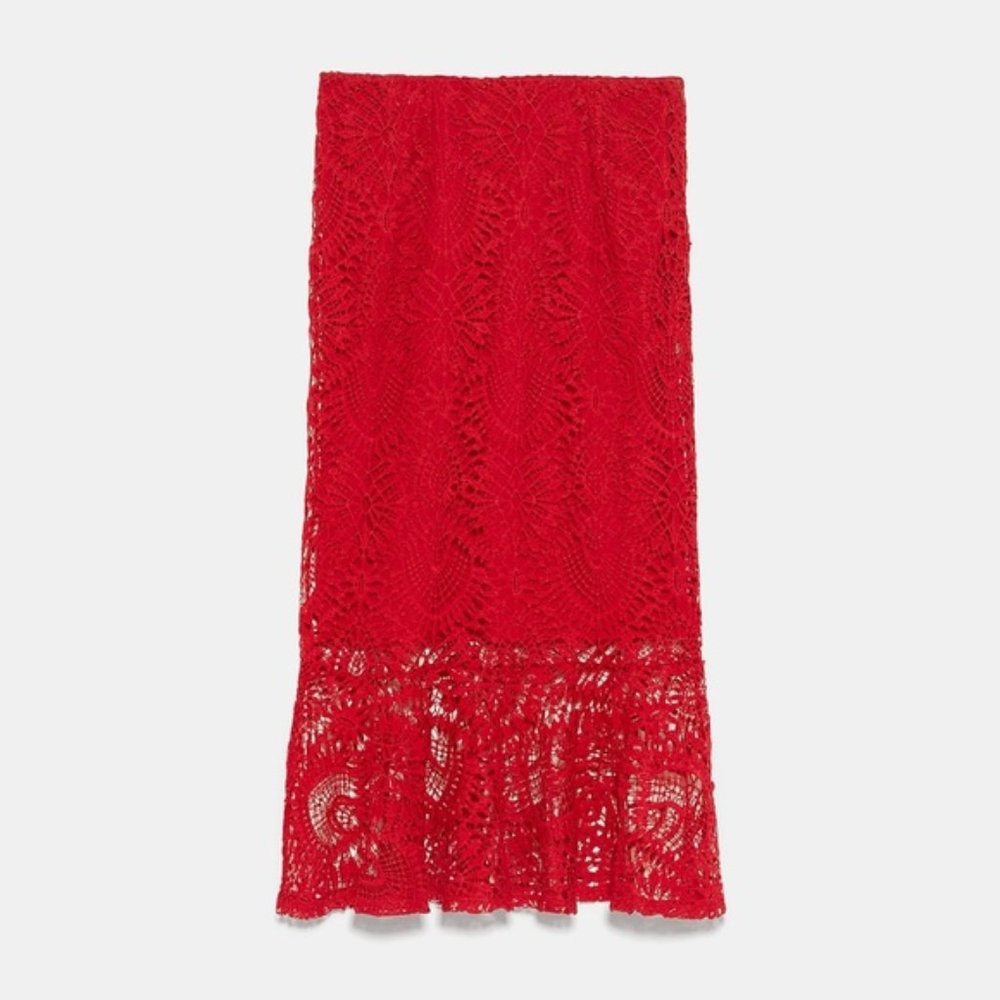Zara Guipure Lace Trumpet Midi Skirt - Picture 3 of 8